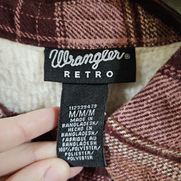 Wrangler Retro Women's Retro Western Boyfriend Sherpa Jacket Size Medium Shacket - Picture 2 of 7